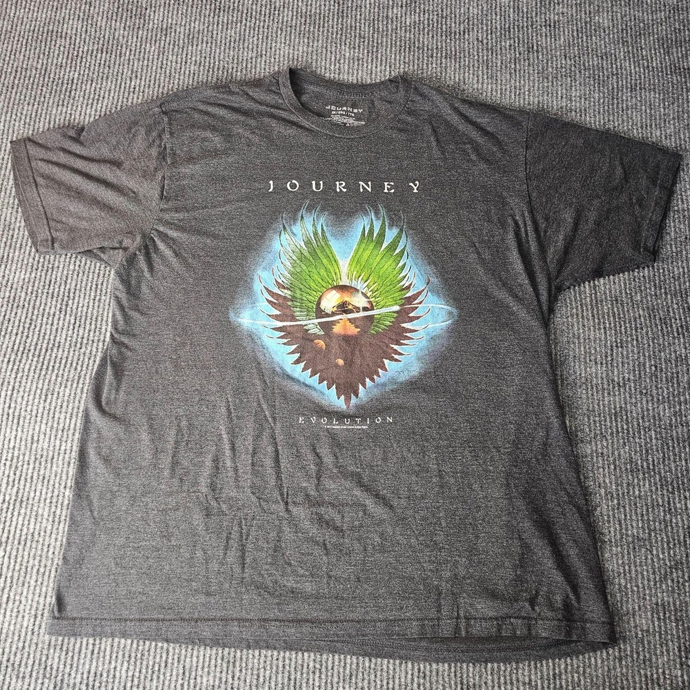 Journey Evolution Shirt Mens 2XL Gray Album Art Graphic Band Tee Rock Music